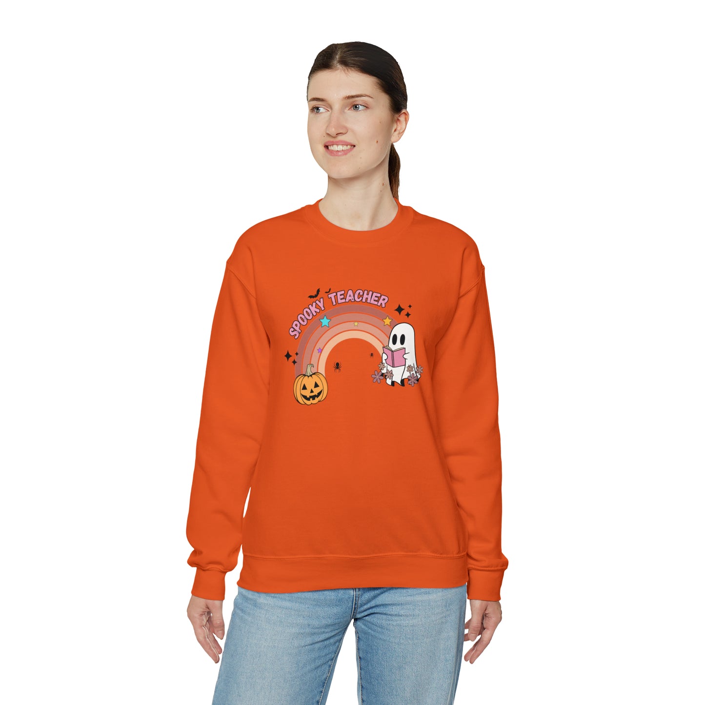 Spooky Teacher Halloween Rainbow Sweatshirt