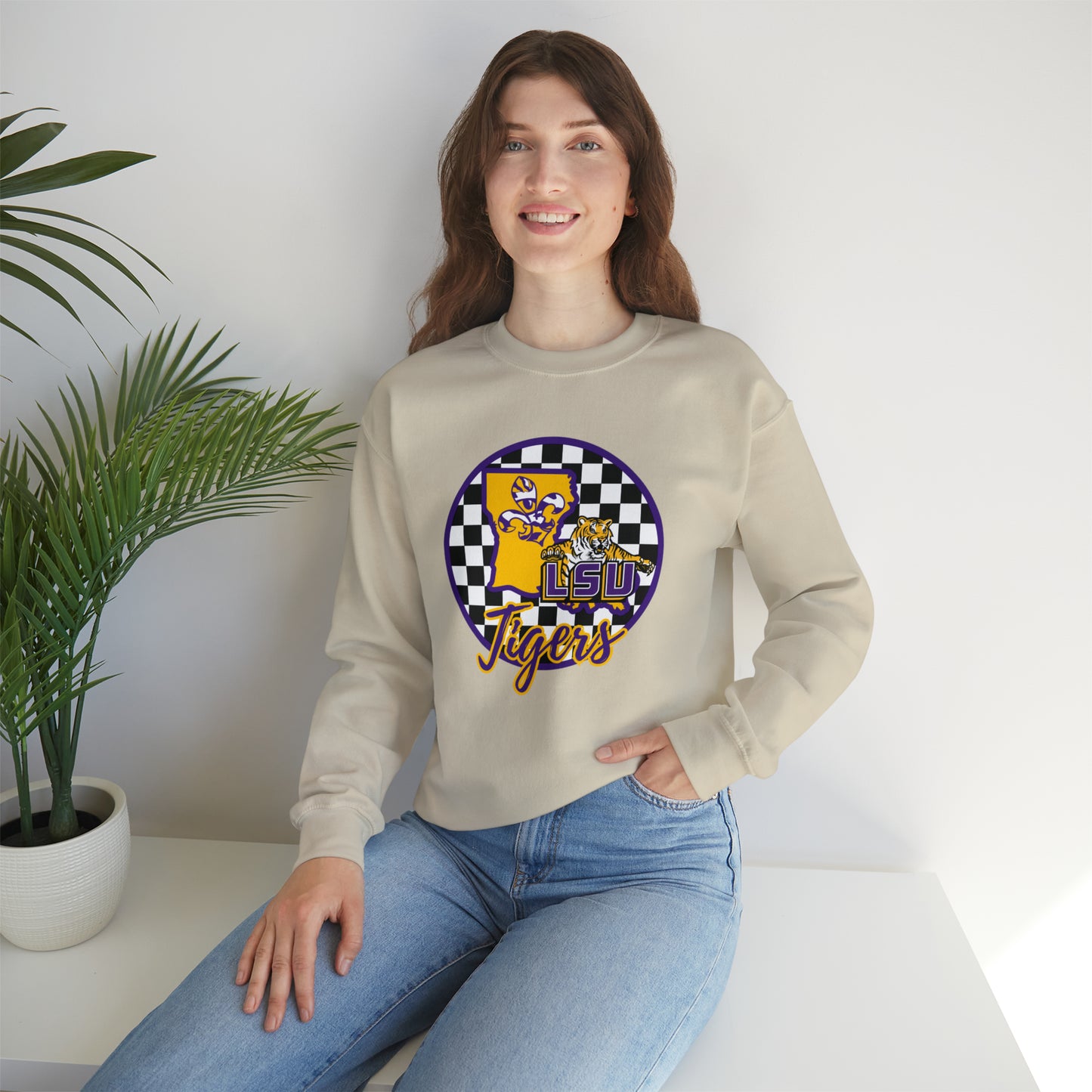 LSU Tigers Checkered Sweatshirt