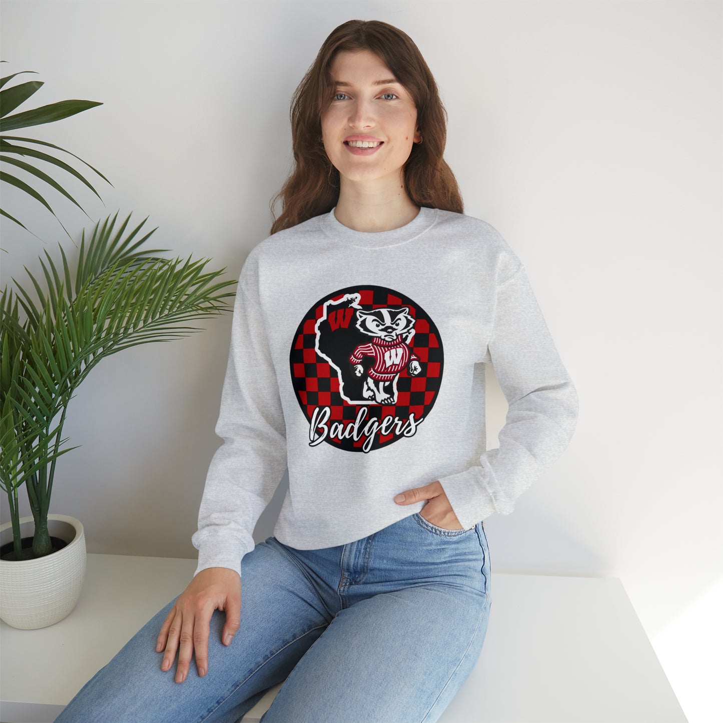 Wisconsin Badgers Checkered Sweatshirt