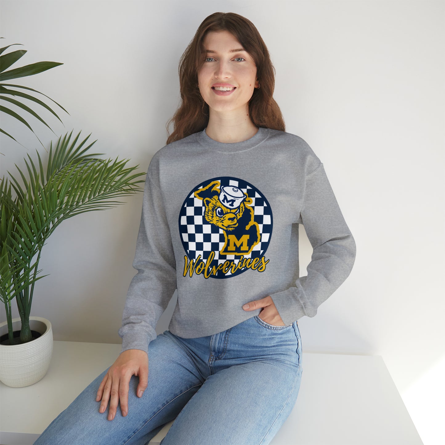 Michigan Wolverines Checkered Sweatshirt