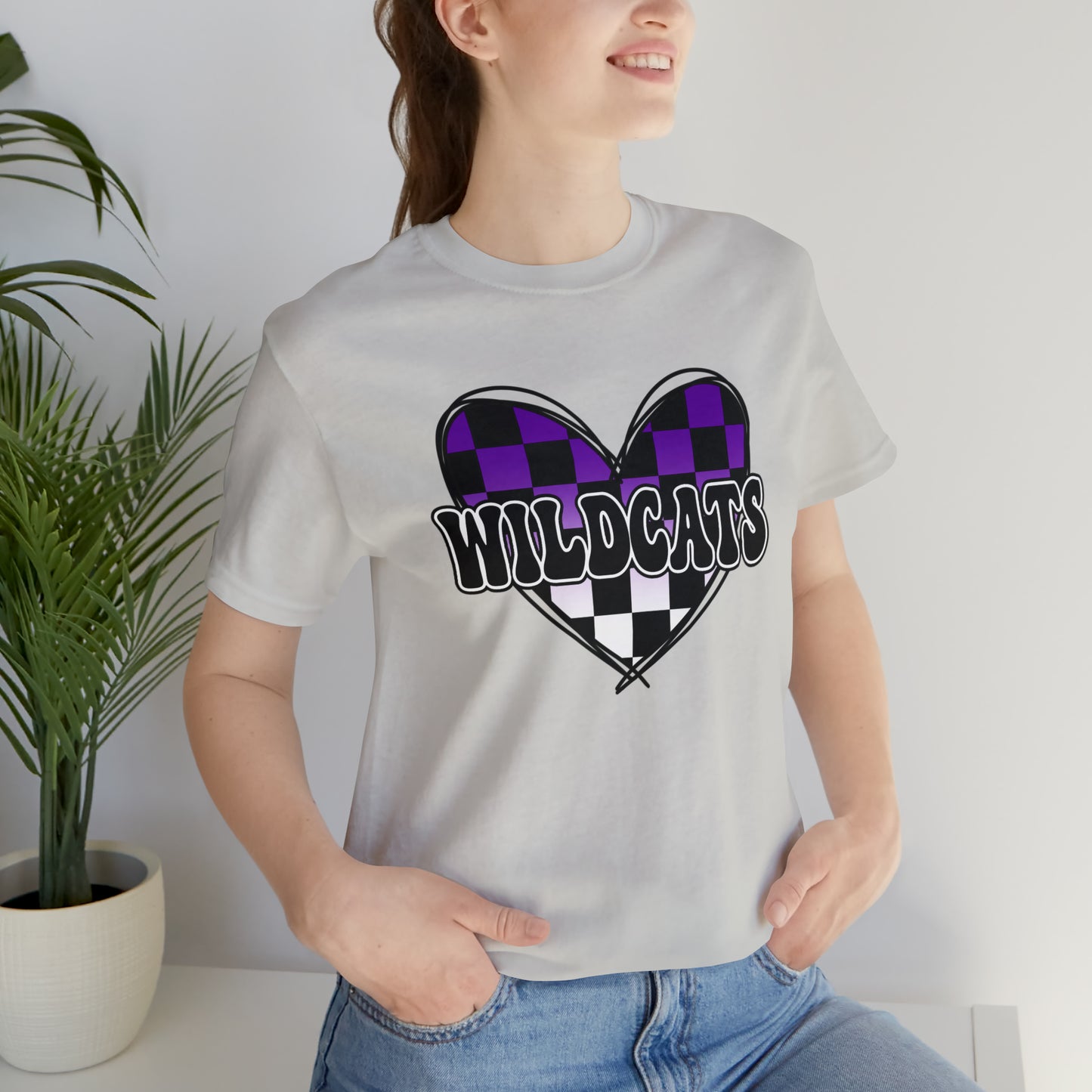 Wildcats Checkered Heart