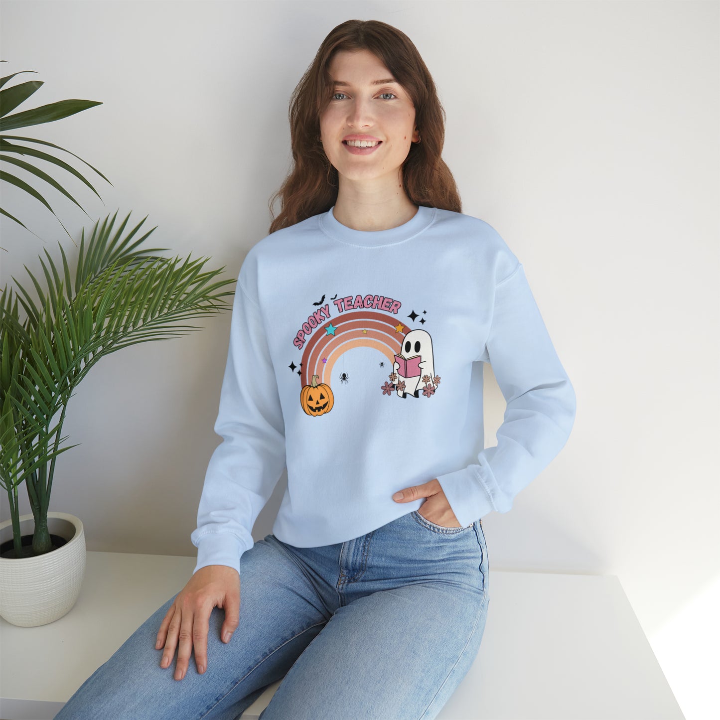 Spooky Teacher Halloween Rainbow Sweatshirt