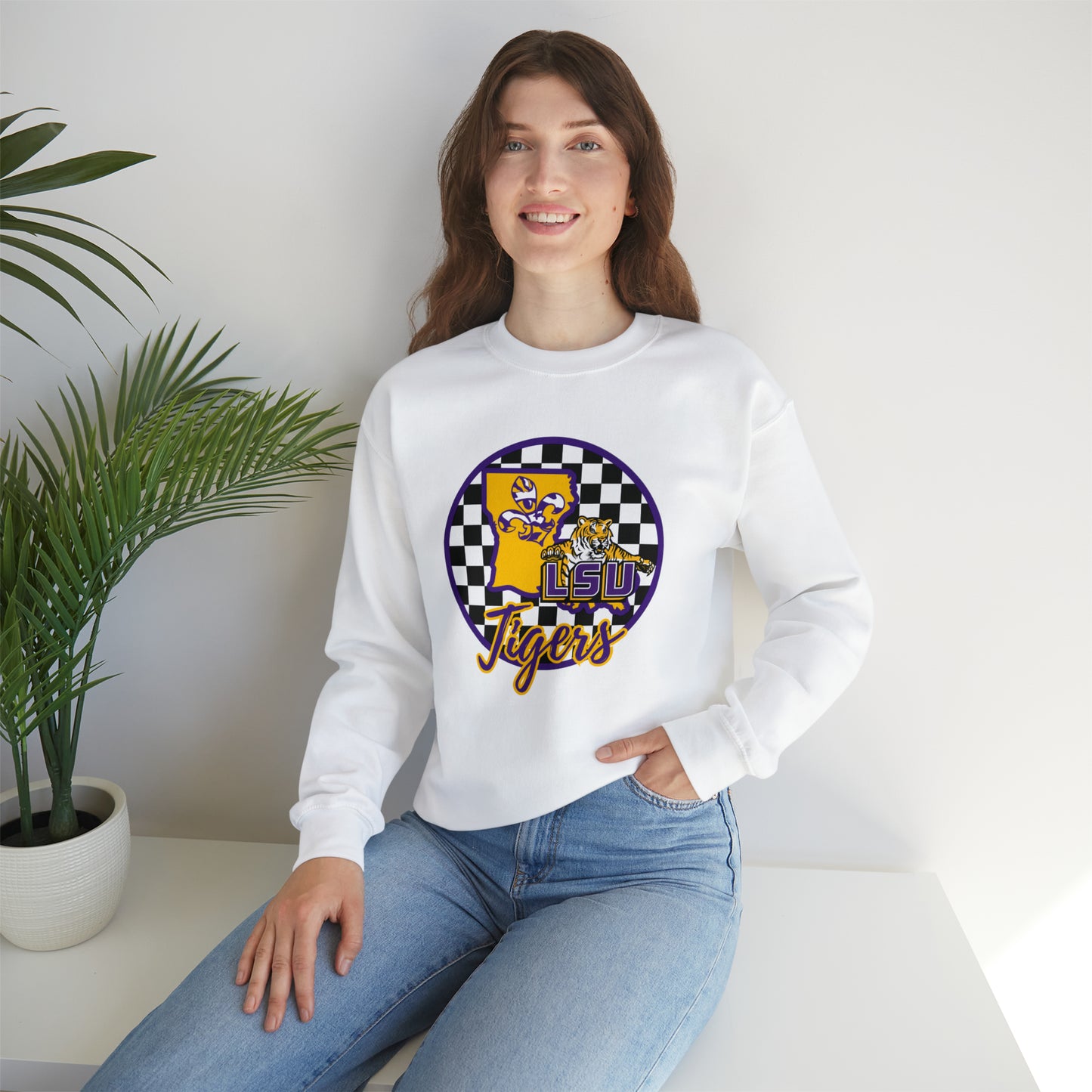 LSU Tigers Checkered Sweatshirt