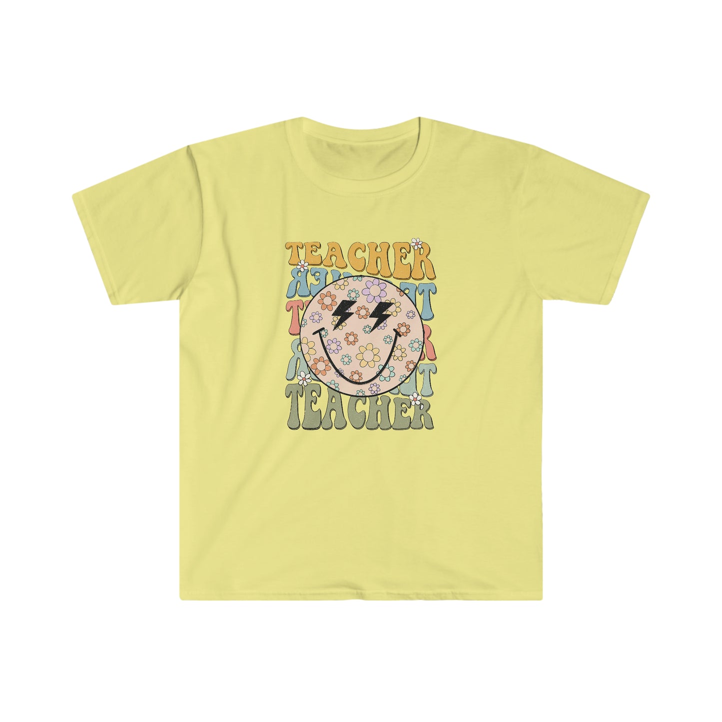 Retro Teacher Smiley Face Floral