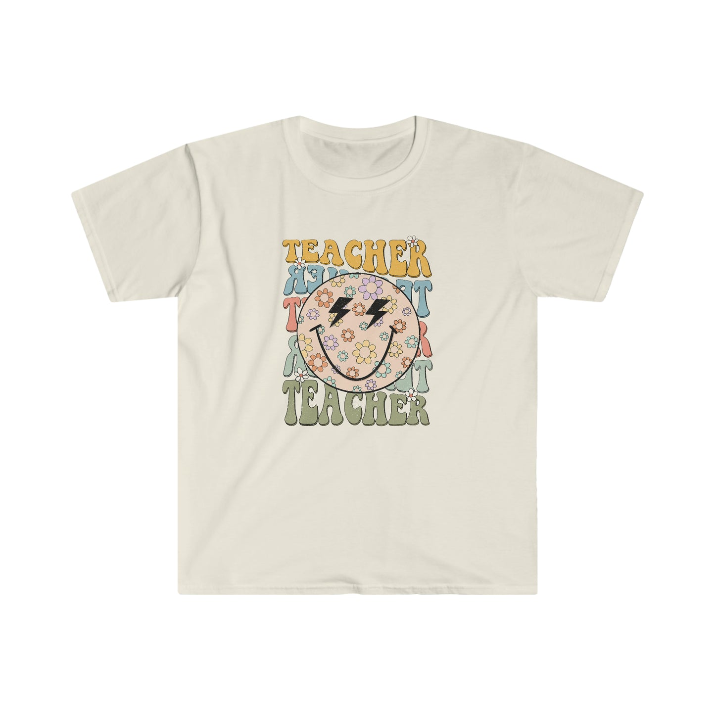 Retro Teacher Smiley Face Floral