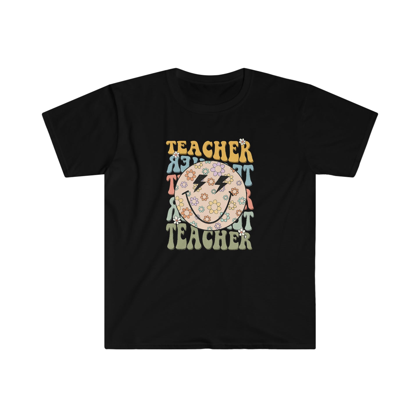 Retro Teacher Smiley Face Floral