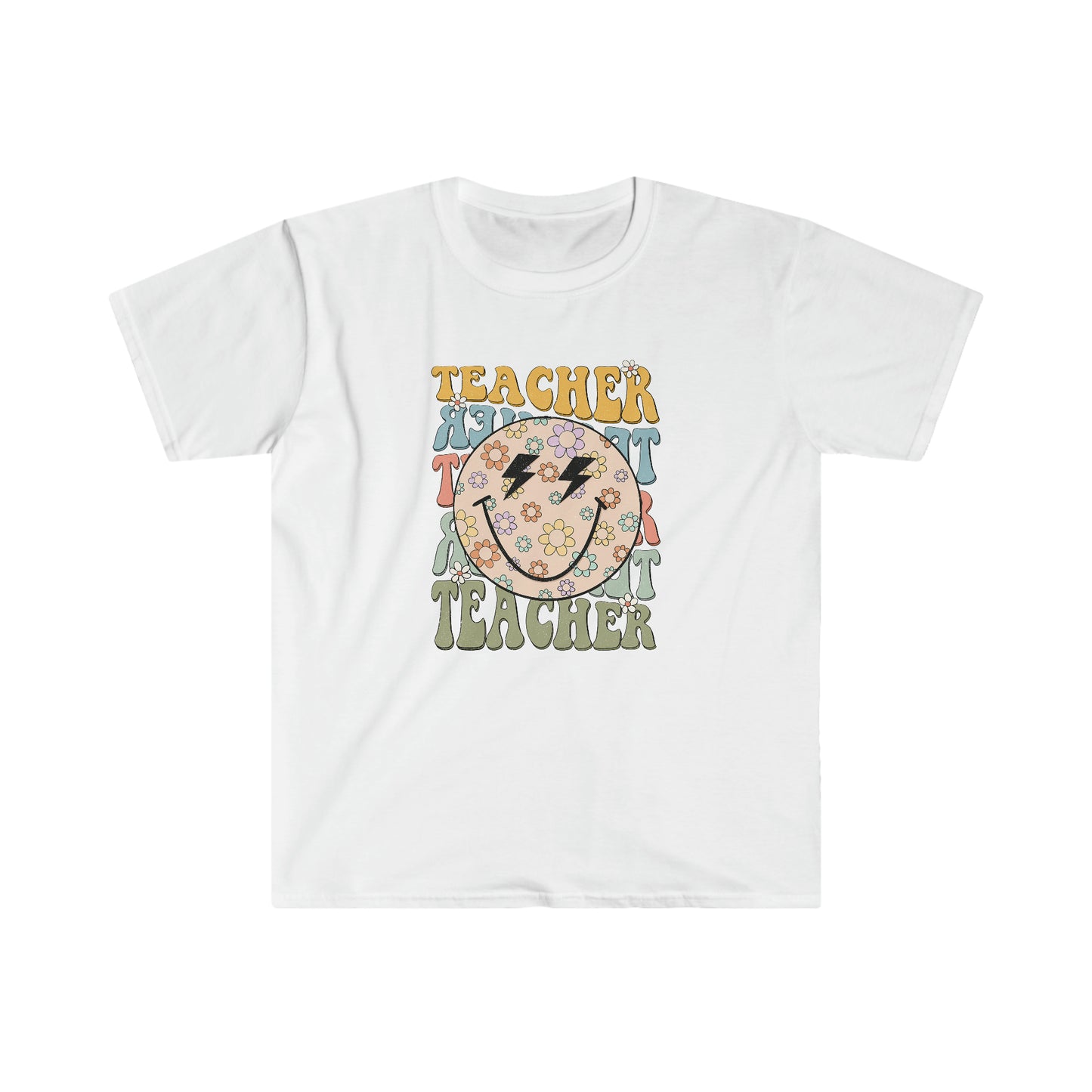 Retro Teacher Smiley Face Floral