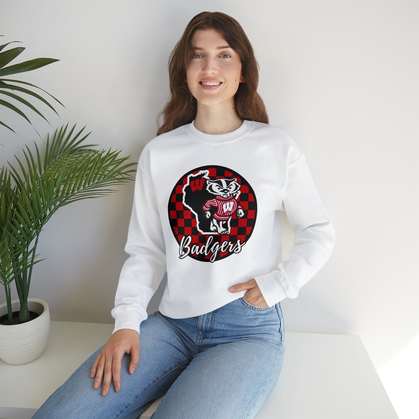 Wisconsin Badgers Checkered Sweatshirt