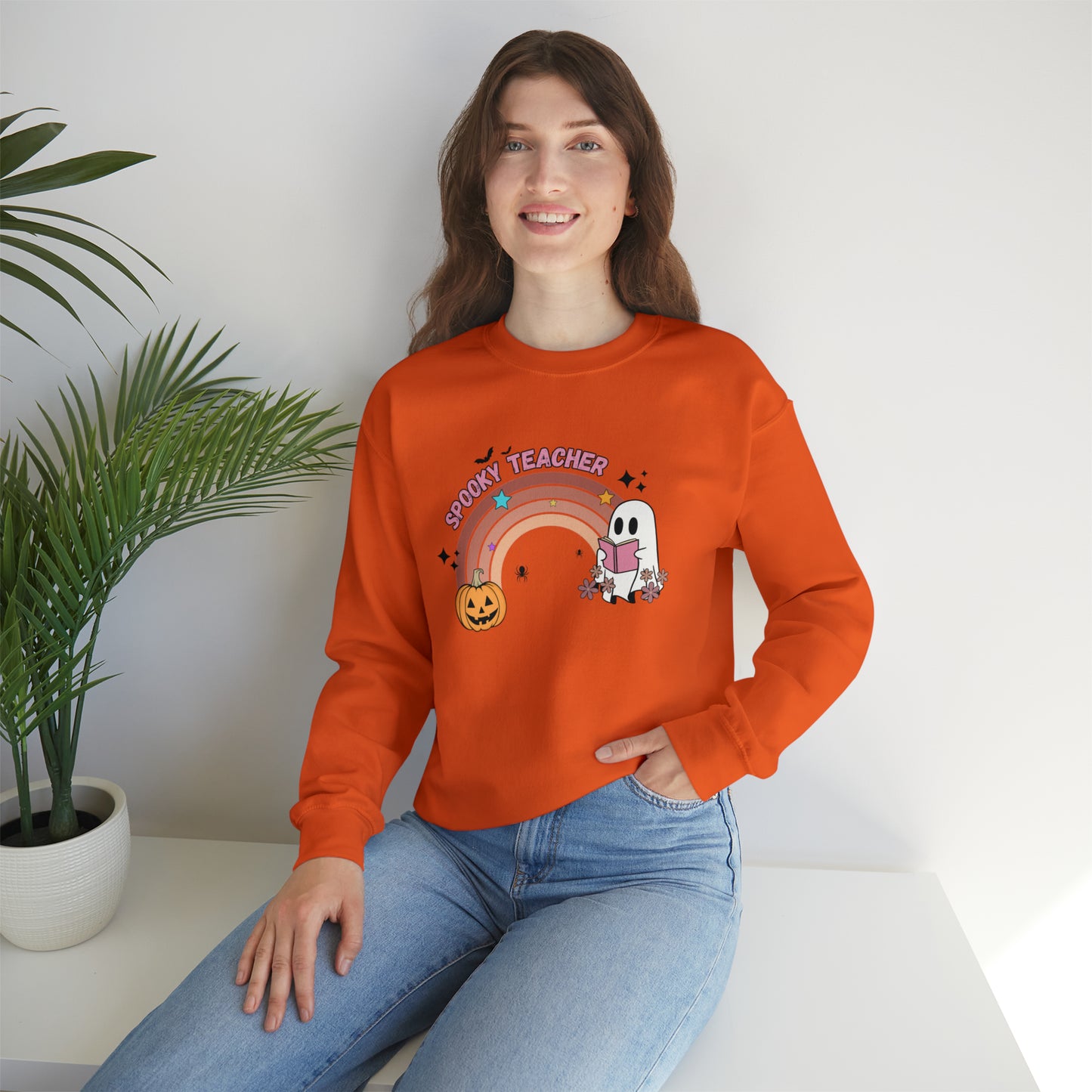 Spooky Teacher Halloween Rainbow Sweatshirt