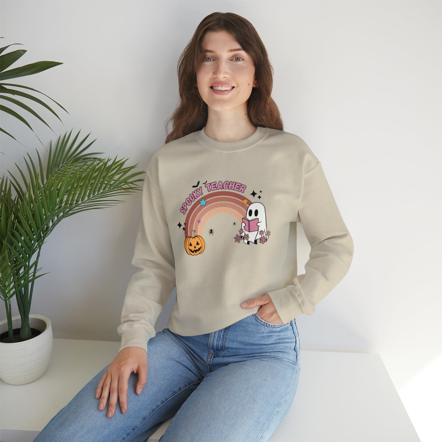 Spooky Teacher Halloween Rainbow Sweatshirt