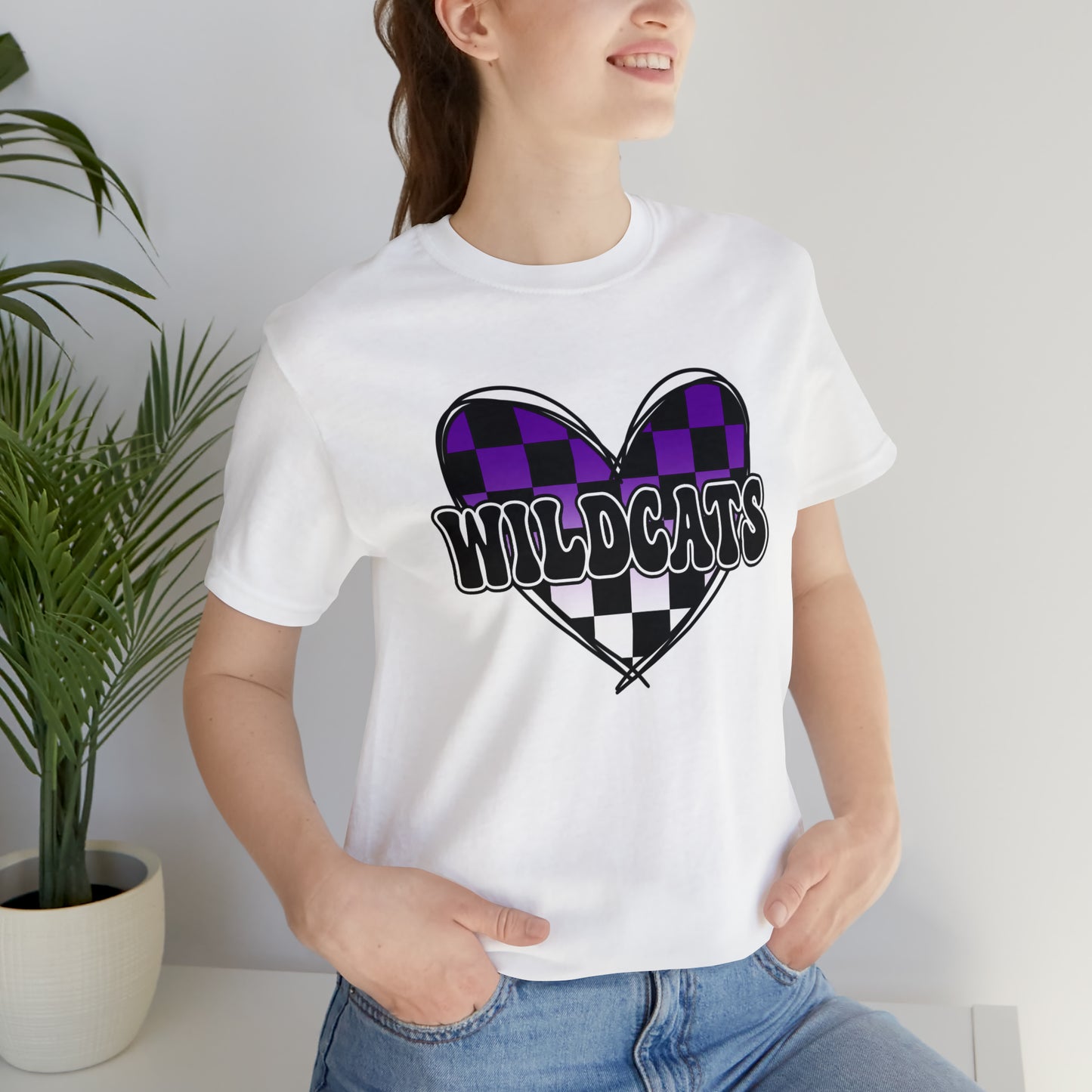 Wildcats Checkered Heart