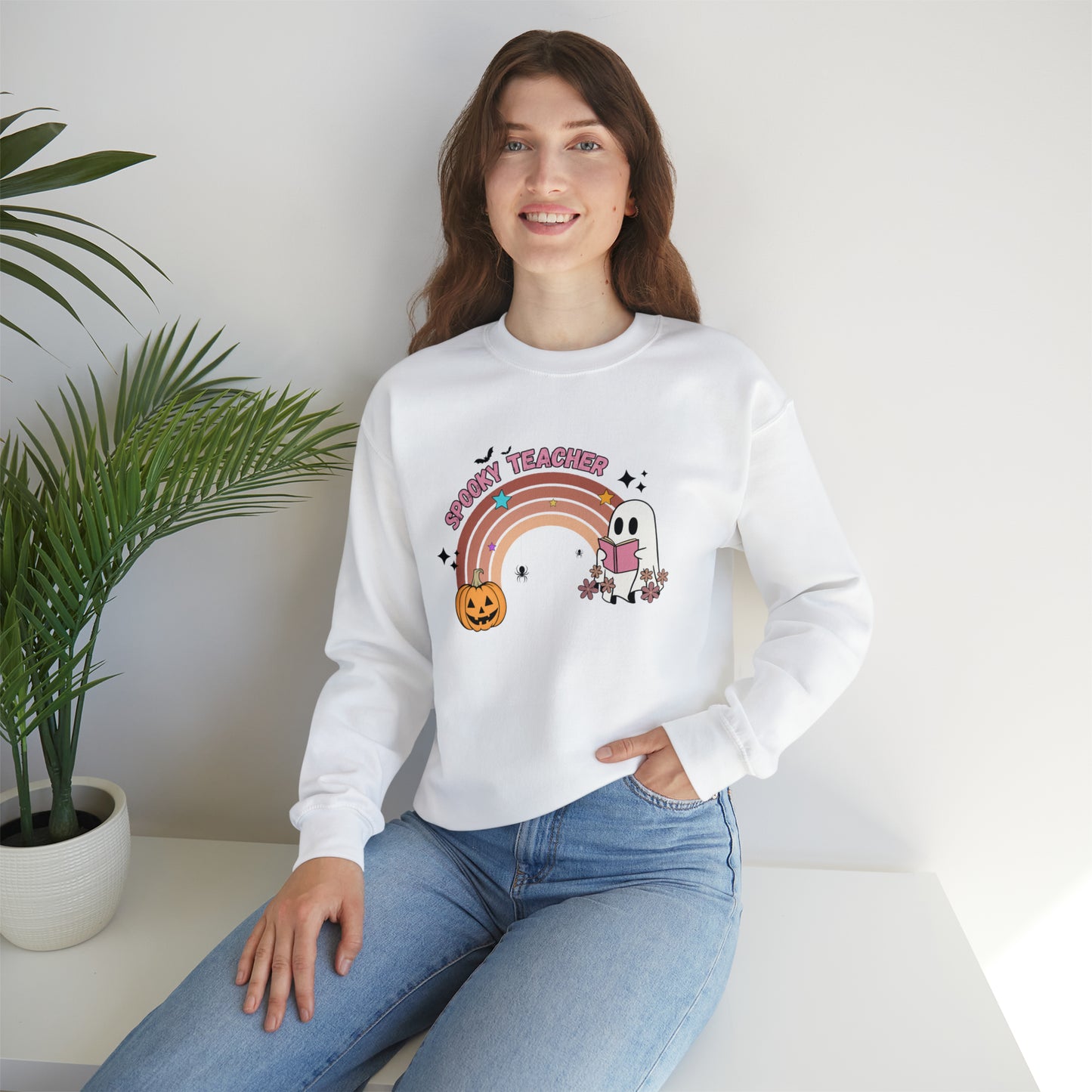 Spooky Teacher Halloween Rainbow Sweatshirt