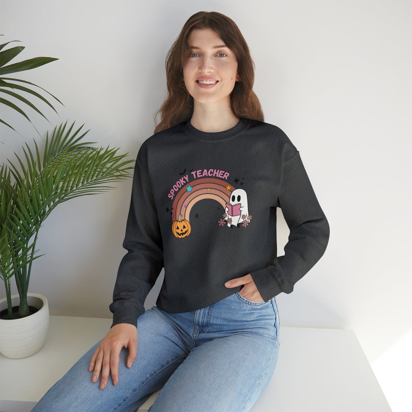 Spooky Teacher Halloween Rainbow Sweatshirt