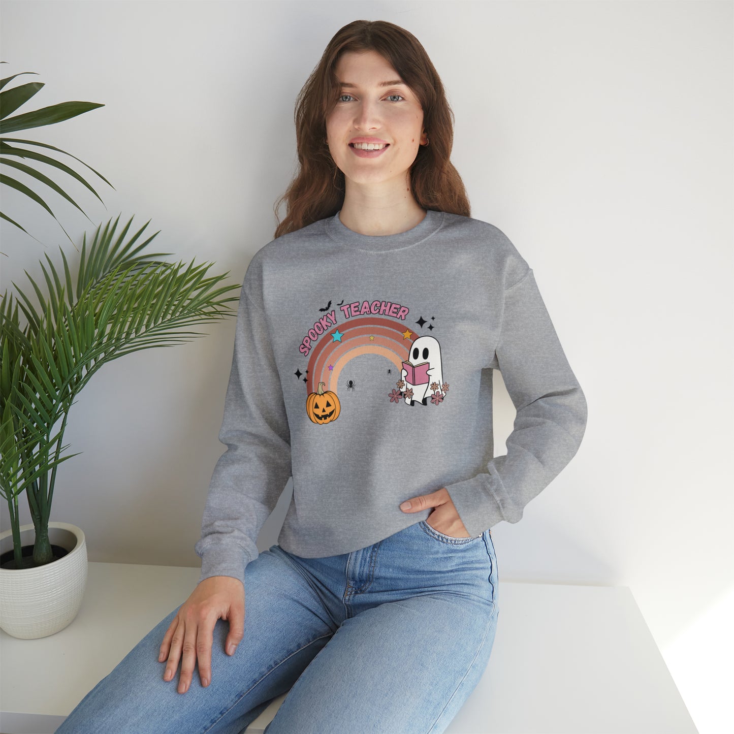 Spooky Teacher Halloween Rainbow Sweatshirt