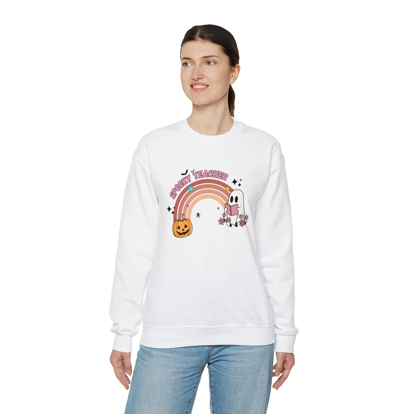 Spooky Teacher Halloween Rainbow Sweatshirt