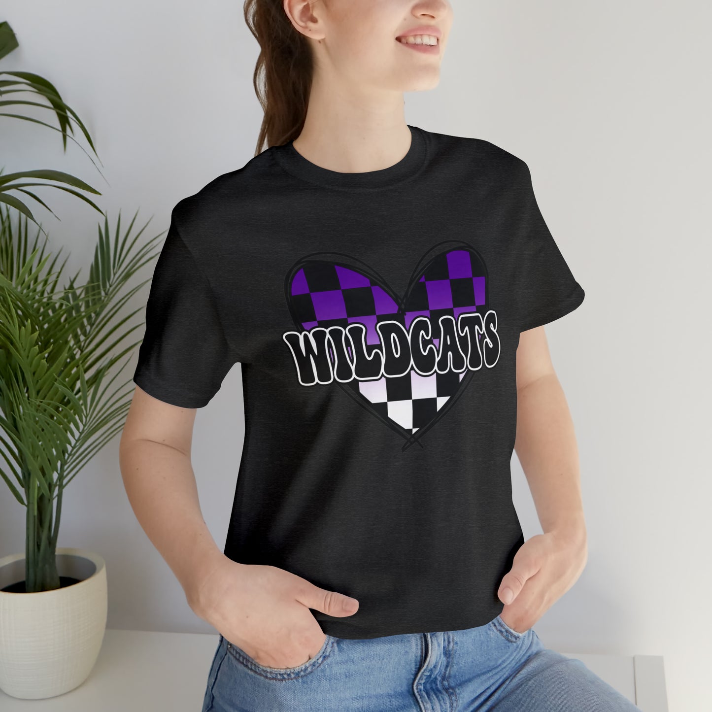 Wildcats Checkered Heart