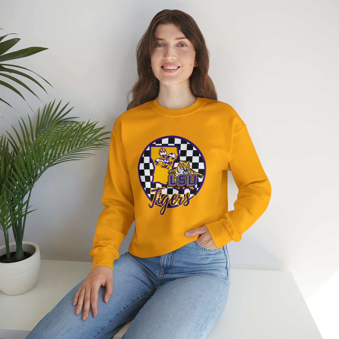 LSU Tigers Checkered Sweatshirt