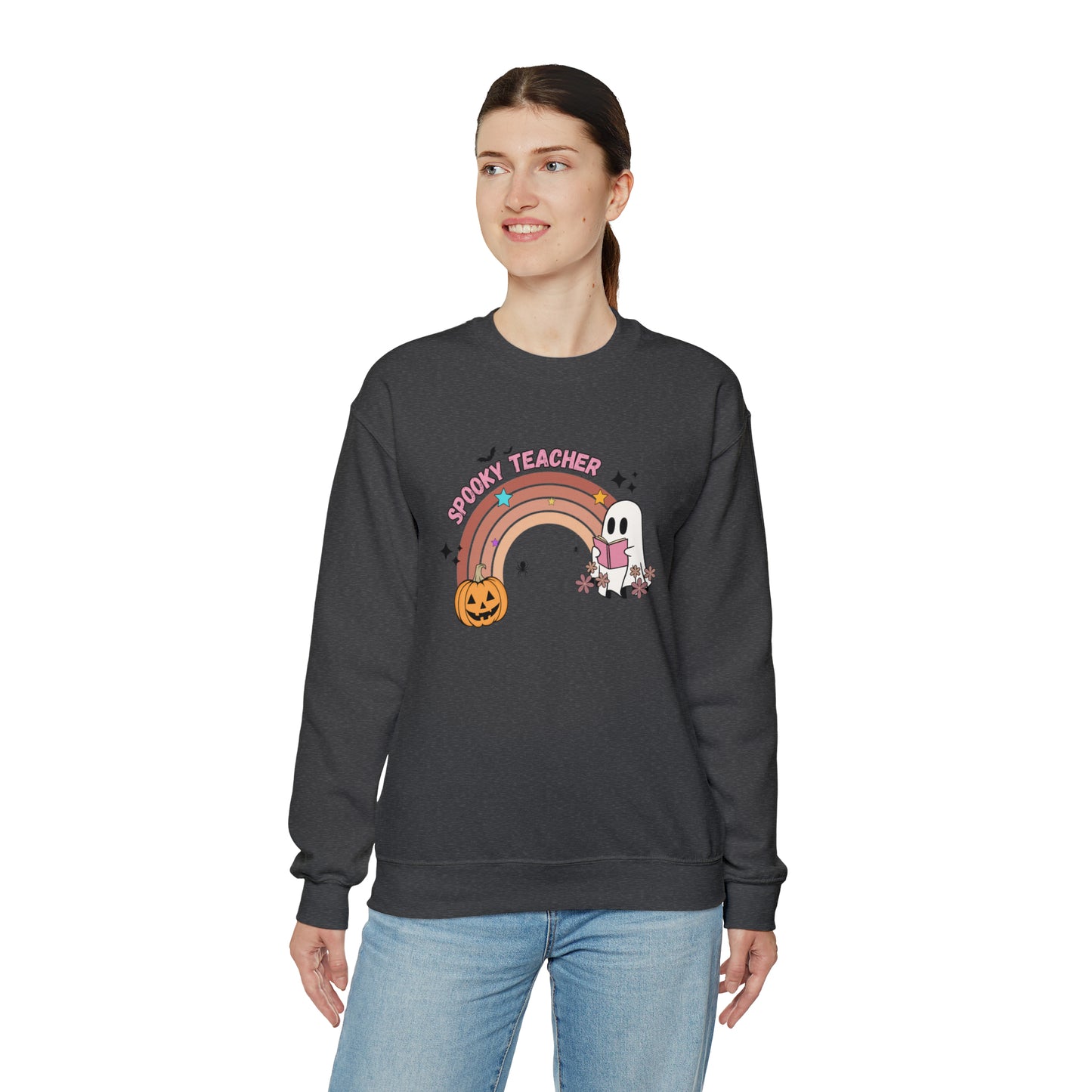 Spooky Teacher Halloween Rainbow Sweatshirt