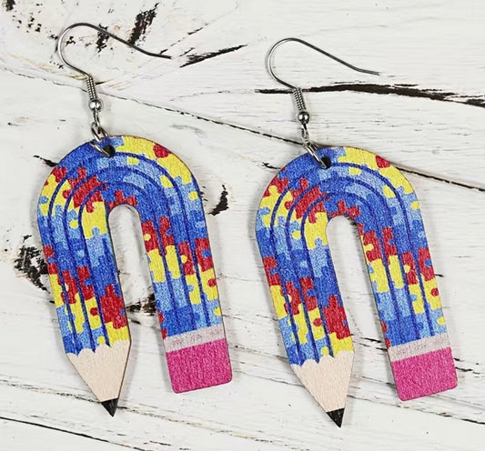 Pencil Autism Earrings